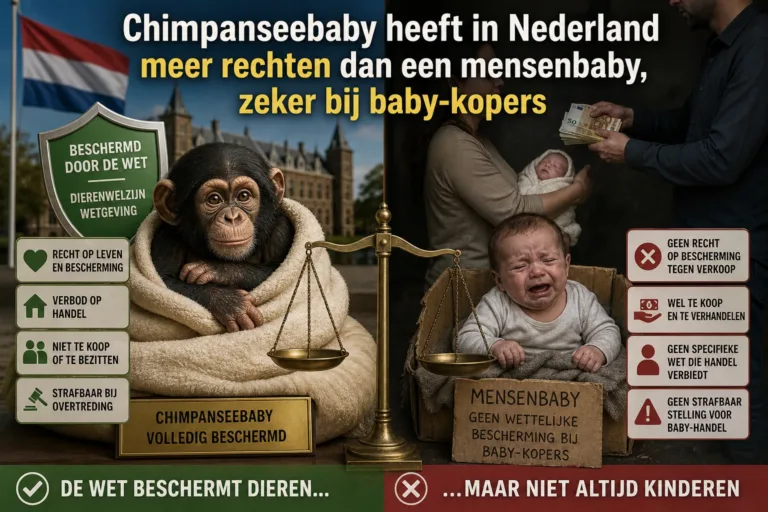Chimpanseebaby heeft in Nederland meer rechten dan een mensenbaby, zeker bij baby-kopers