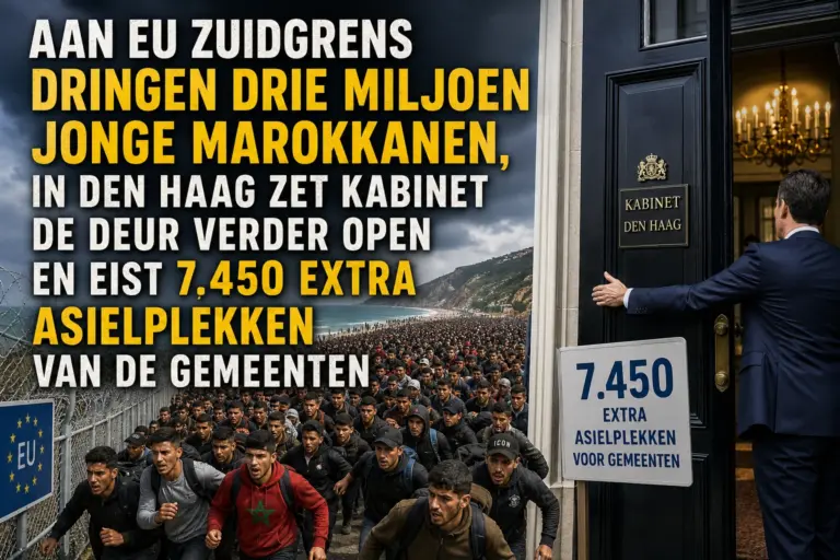 Aan EU zuidgrens dringen drie miljoen jonge Marokkanen, in Den Haag zet Kabinet de deur verder open en eist 7.450 extra asielplekken van de gemeenten