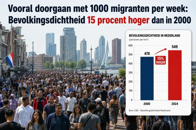 Vooral doorgaan met 1000 migranten per week: Bevolkingsdichtheid 15 procent hoger dan in 2000