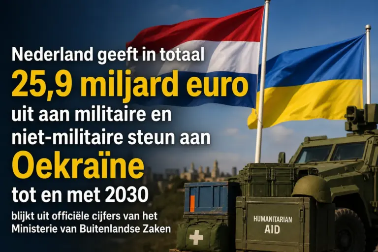 Nederland geeft in totaal 25,9 miljard euro uit aan militaire en niet-militaire steun aan Oekraïne tot en met 2030 blijkt uit officiële cijfers van het Ministerie van Buitenlandse Zaken