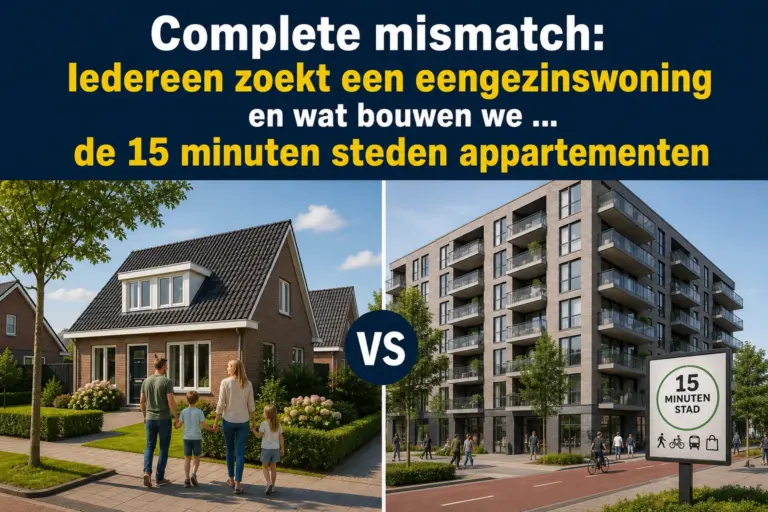 Complete mismatch: Iedereen zoekt een eengezinswoning en wat bouwen we ... de 15 minuten steden appartementen