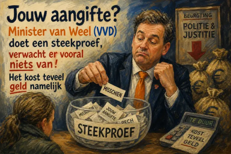 Jouw aangifte? Minister van Weel (VVD) doet een steekproef, verwacht er vooral niets van! Het kost teveel geld namelijk