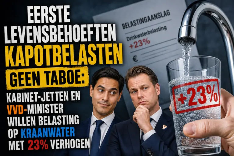 Eerste levensbehoeften kapotbelasten geen taboe: Kabinet-Jetten en VVD-minister willen belasting op kraanwater met 23% verhogen